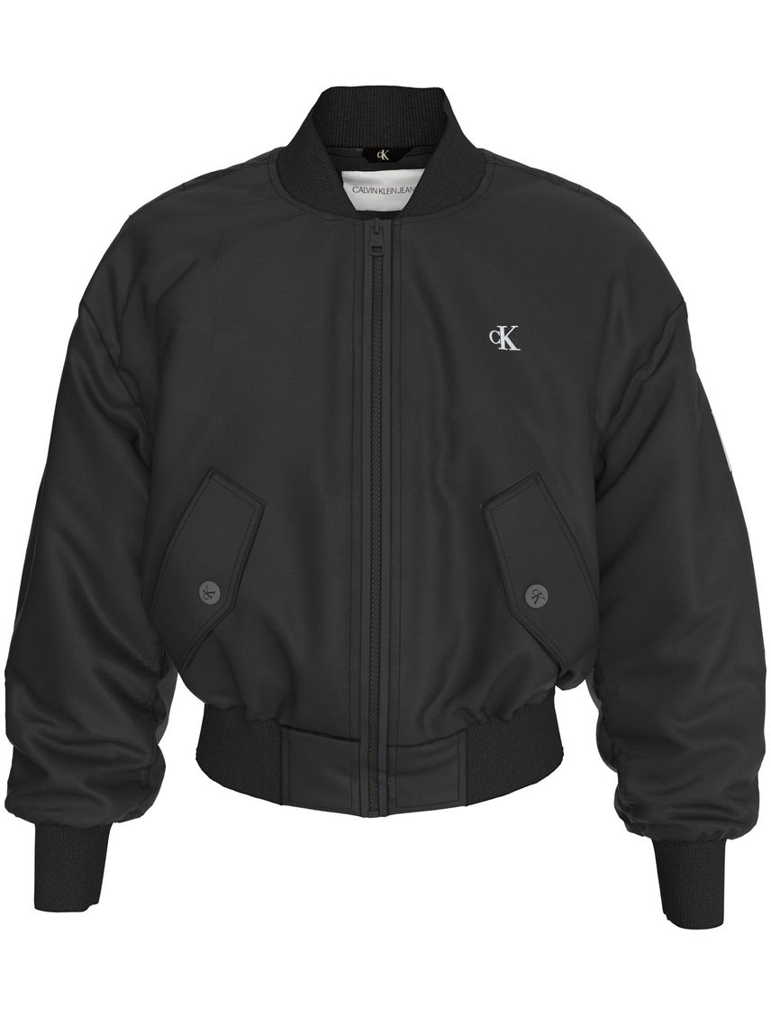 Chaqueta negra bomber holgada de satén