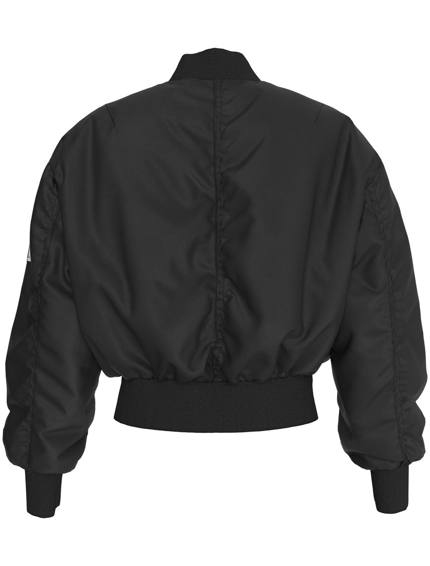 Chaqueta negra bomber holgada de satén