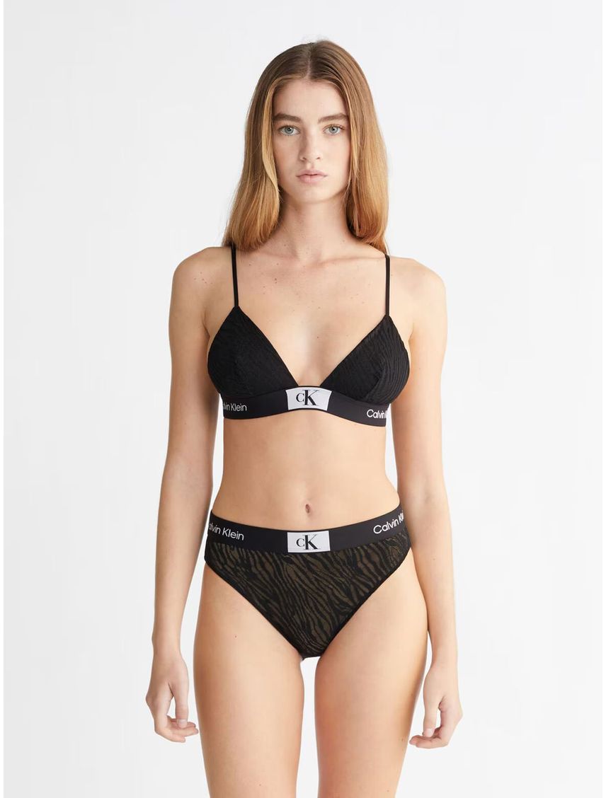 Bralette Triangular Negro De Encaje - Ck 1996