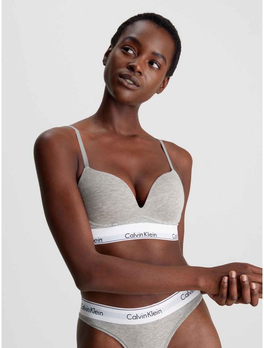 Brasier Gris Escotado Push Up - Modern Cotton