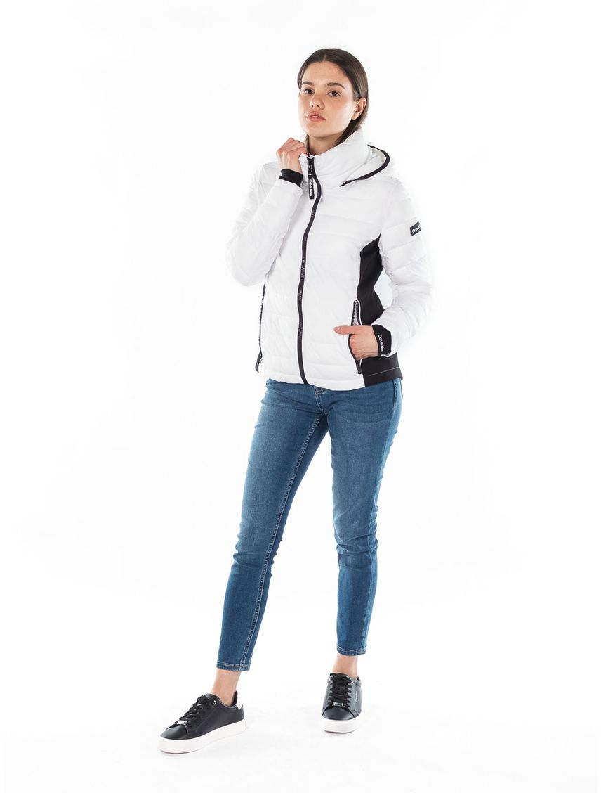 Chaqueta Blanco Manga Larga Con Cierre De Cremallera Muje