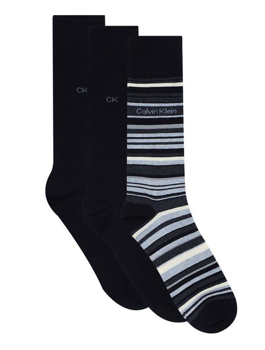 Pack Multicolor De 3 Pares Medias Con Rayas Hombre Calvin Klein Negro