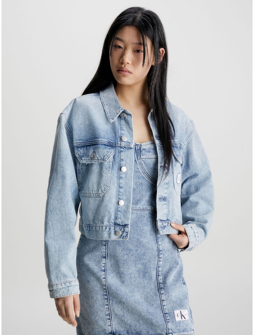 Chaqueta Azul Cropped De Denim Reciclado