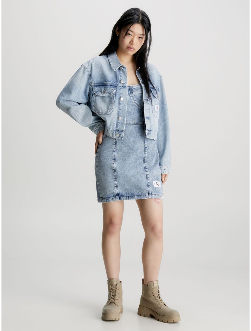 Chaqueta Azul Cropped De Denim Reciclado