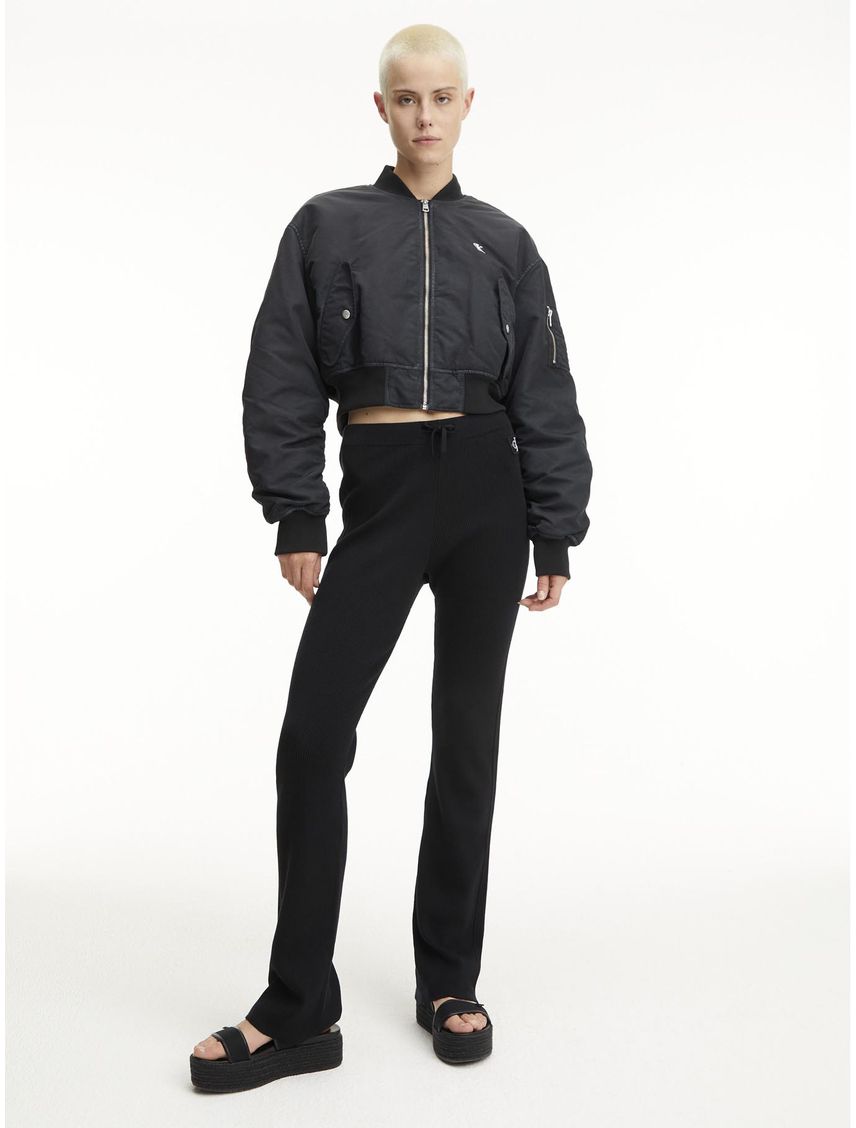 Chaqueta Negro Bomber Ligeramente Acolchada