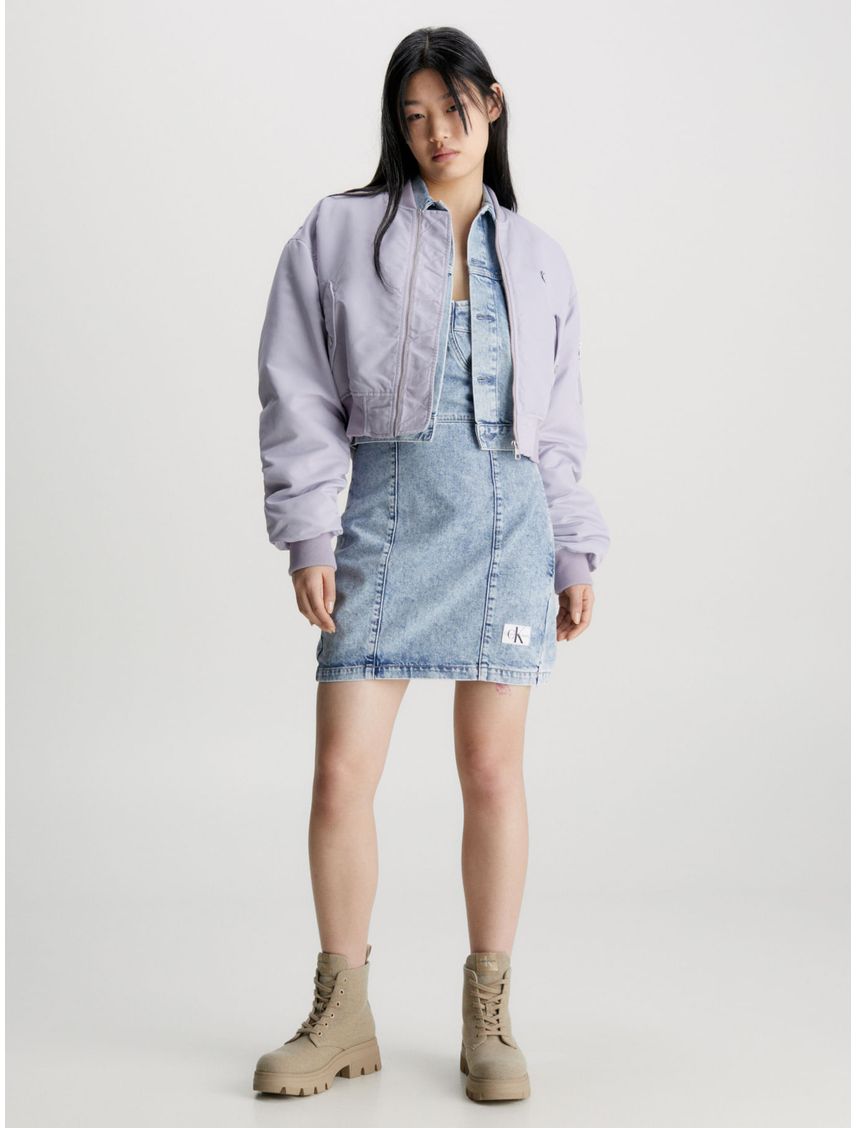 Chaqueta Morada Bomber Ligeramente Acolchada Para Mujer