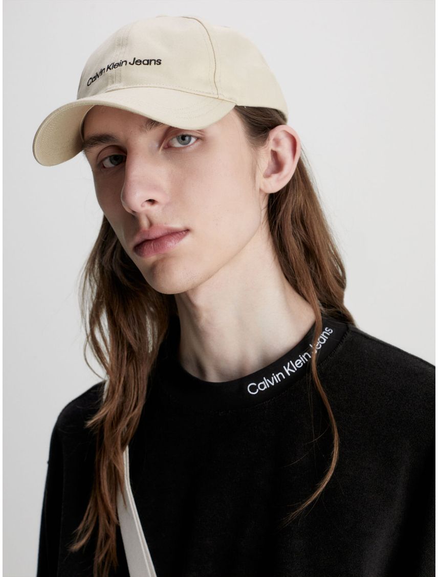 Gorra Beige De Algodón Orgánico Con Logo