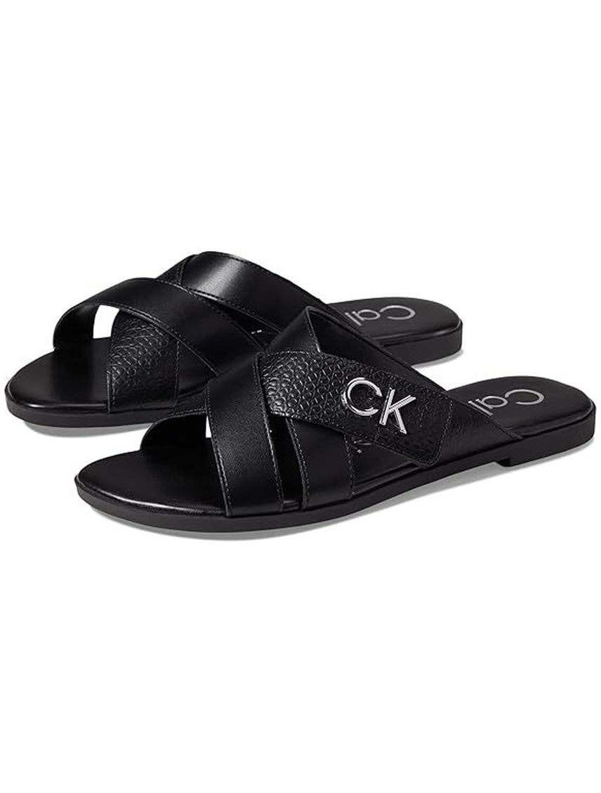 Sandalias multicolor con monograma metálico