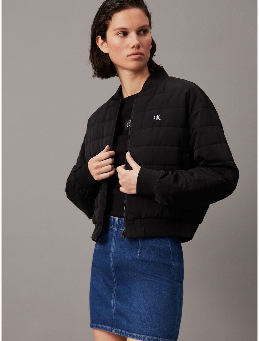 Chaqueta negra bomber acolchada