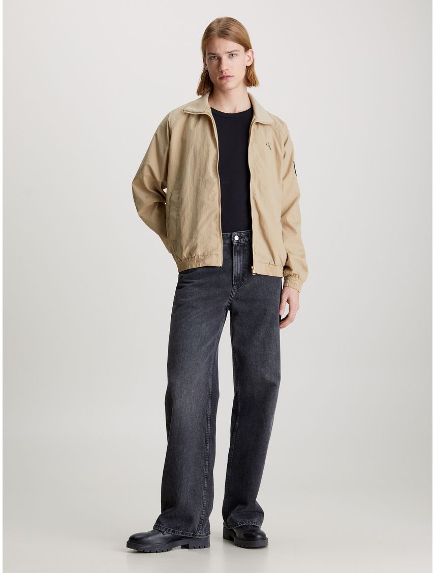 Chaqueta Beige De Nailon Estructurado Para Hombre