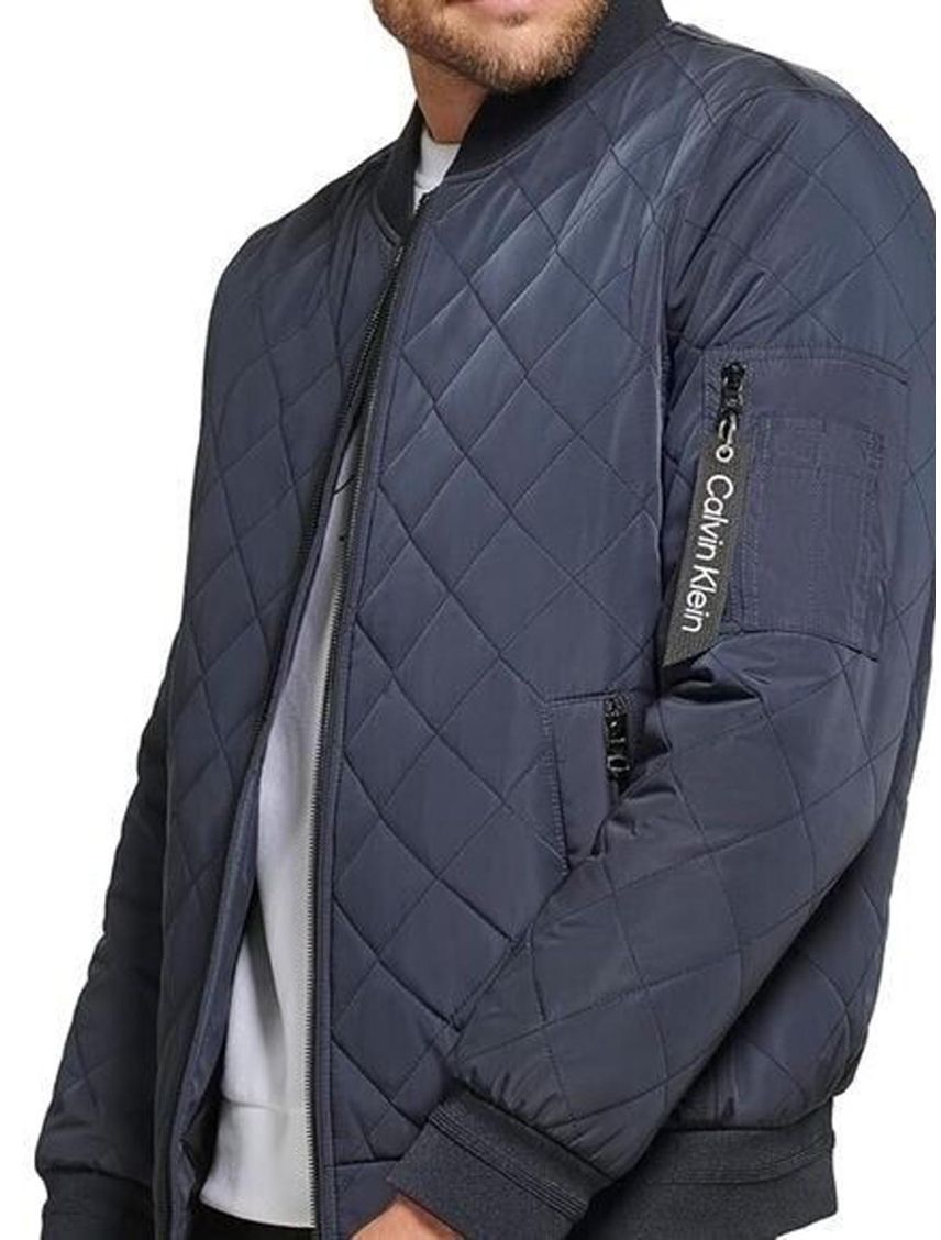 Chaqueta Azul Manga Larga Con Cierre Y Bolsillos Fronta