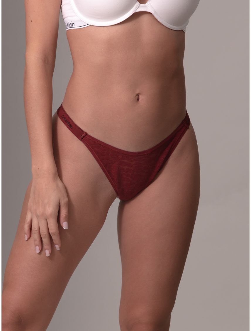 Tanga roja de encaje - modern logo with lace