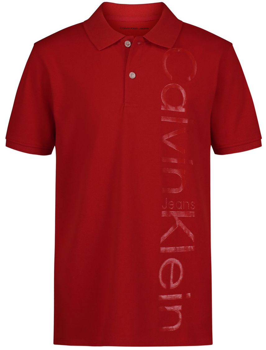 Polo rojo con logotipo en vertical para niño