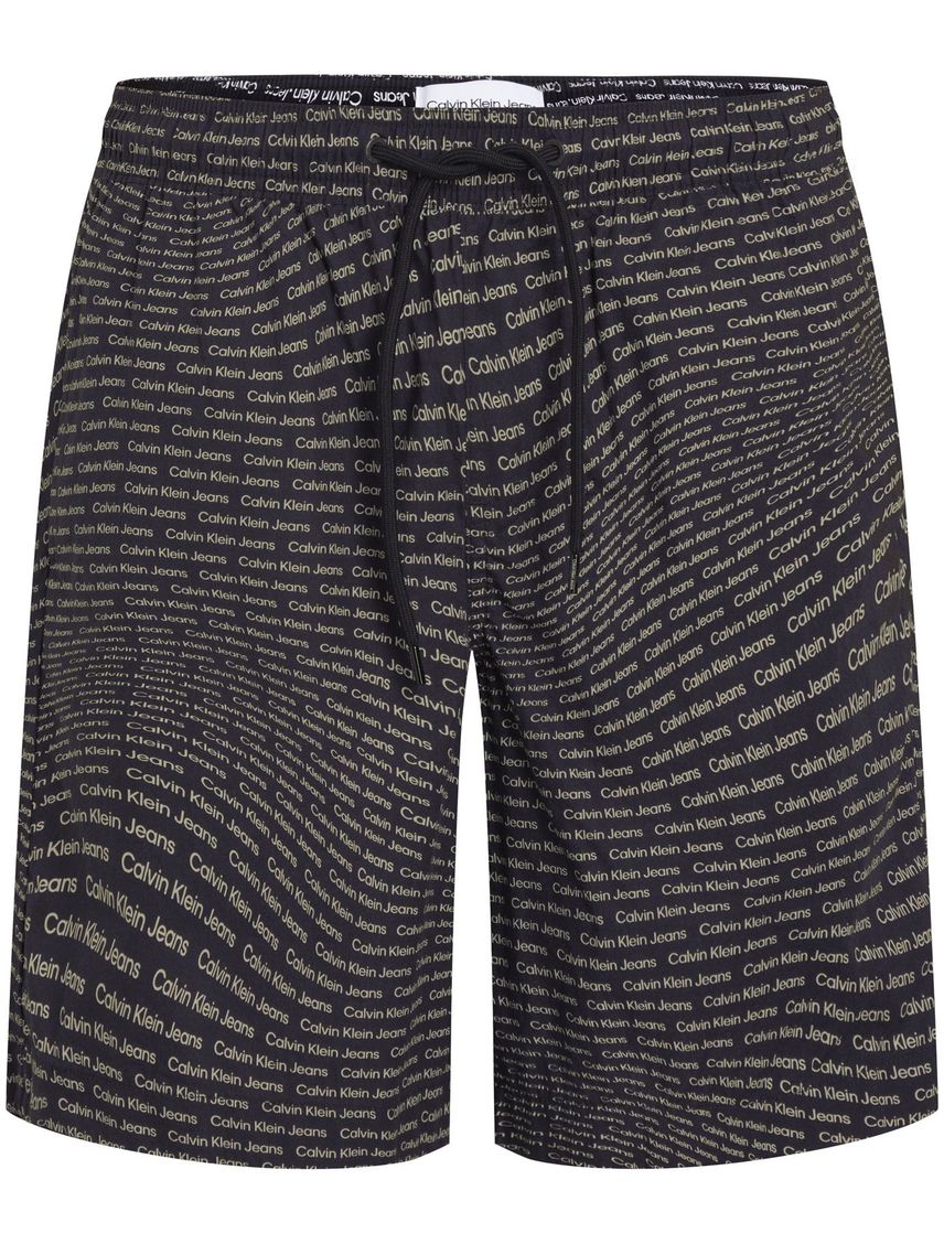 Bermuda Negra Estampada Con Logo Para Hombre