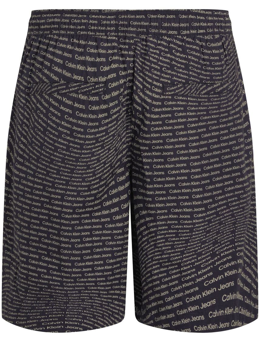 Bermuda Negra Estampada Con Logo Para Hombre