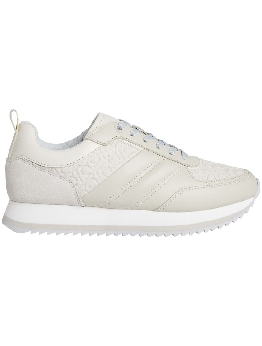 Tenis blanco runner de cuero y monograma