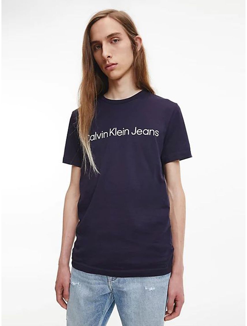 Camiseta Azul Oscuro Con El Logo Hombre Azul Calvin Klein