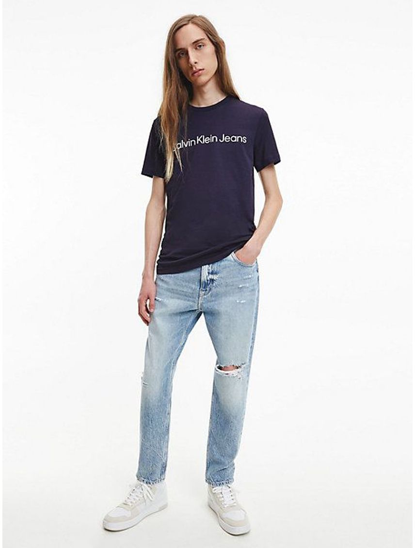 Camiseta Azul Oscuro Con El Logo Hombre Azul Calvin Klein