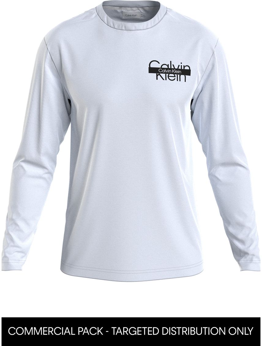 Camiseta Blanca Manga Larga Con Logo Cortado Para Hombre