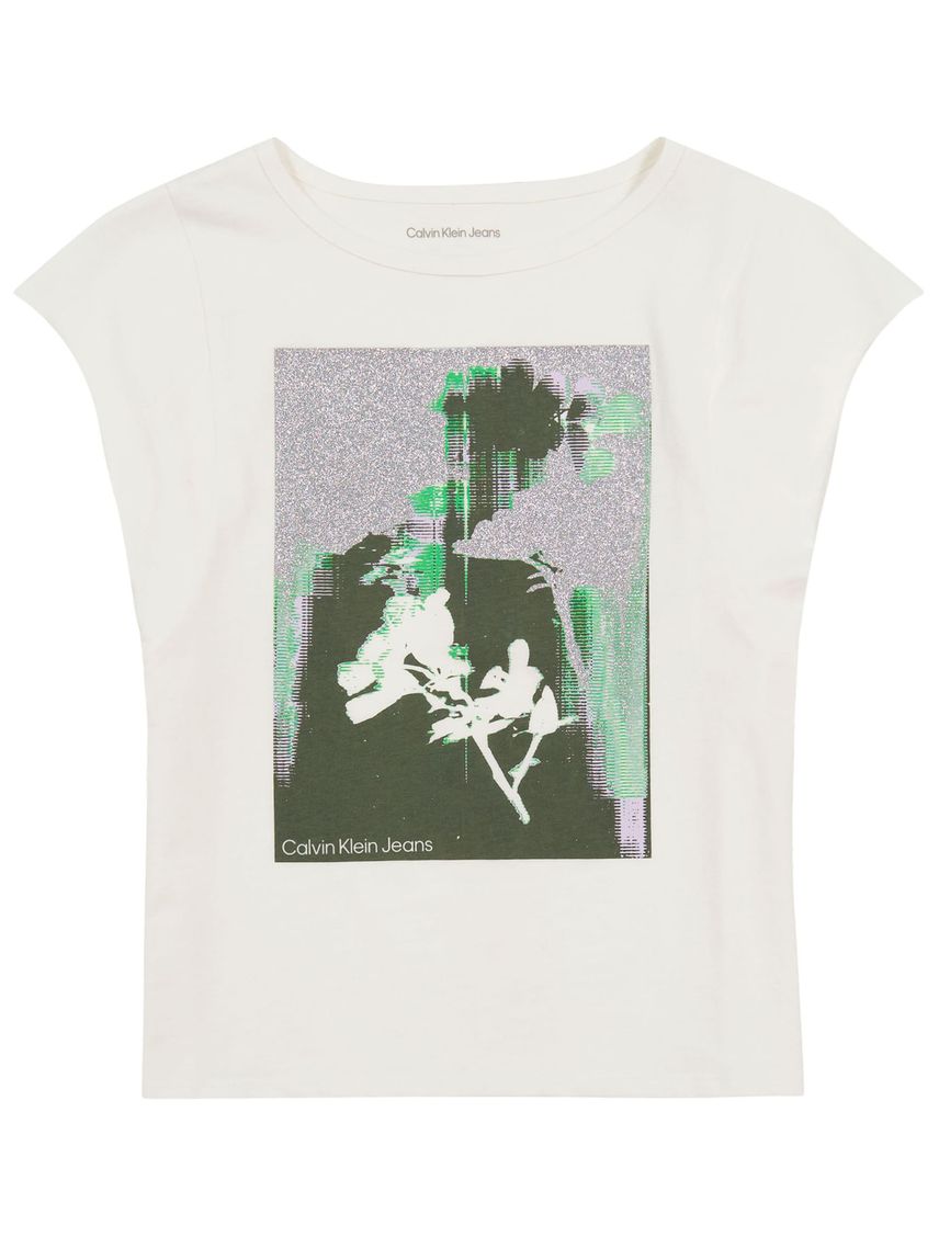 Camiseta Blanca Flutter Floral Para Niña