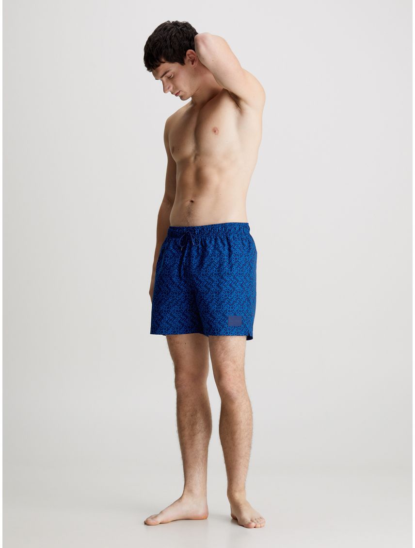 Bermuda De Baño Azul De Largo Medio Con Cordón - Ck Print