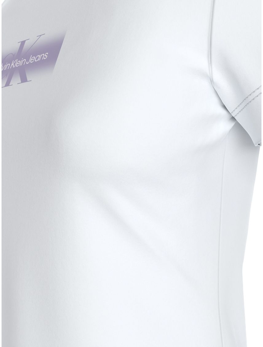 Camiseta blanca slim con monograma desvanecido