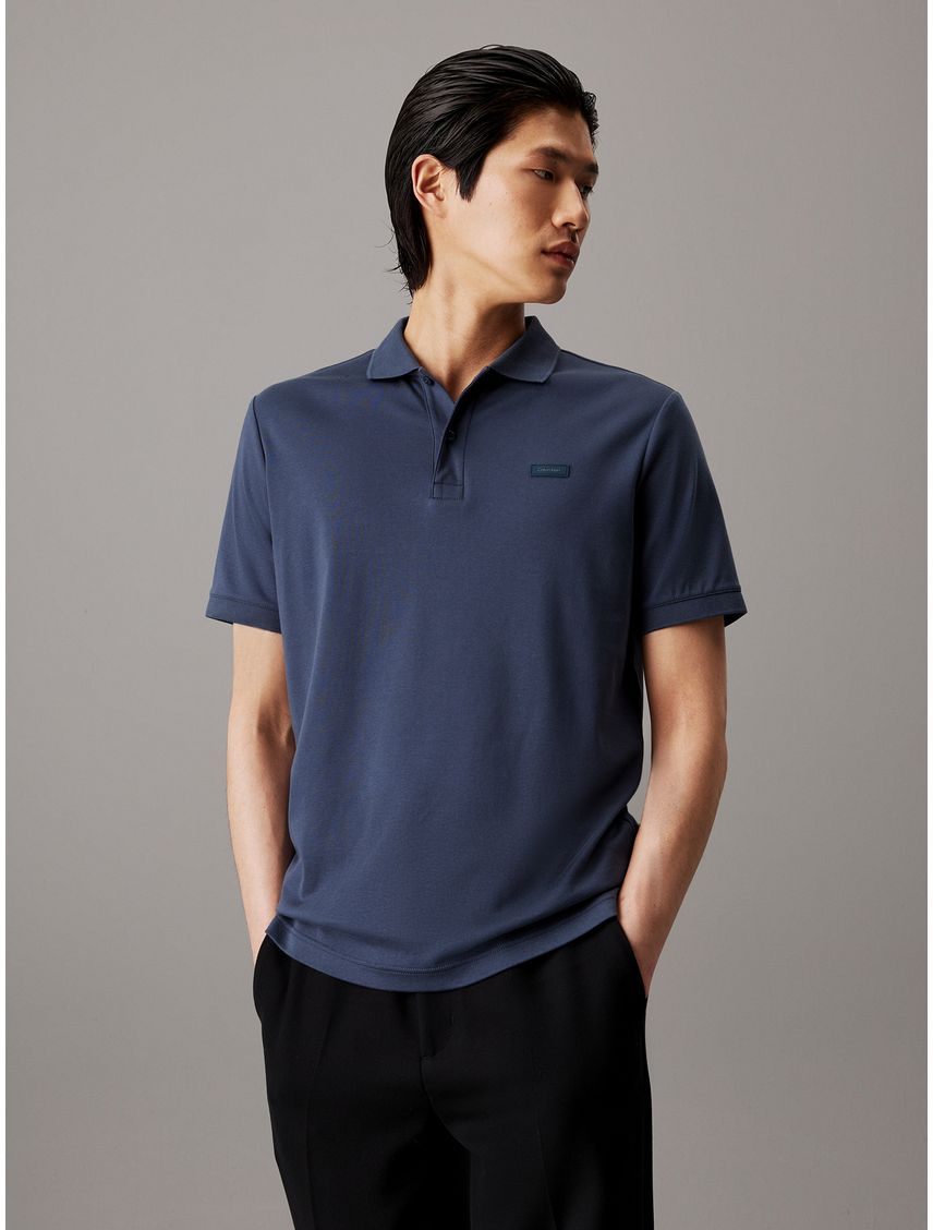 Polo Azul Slim De Algodón Para Hombre