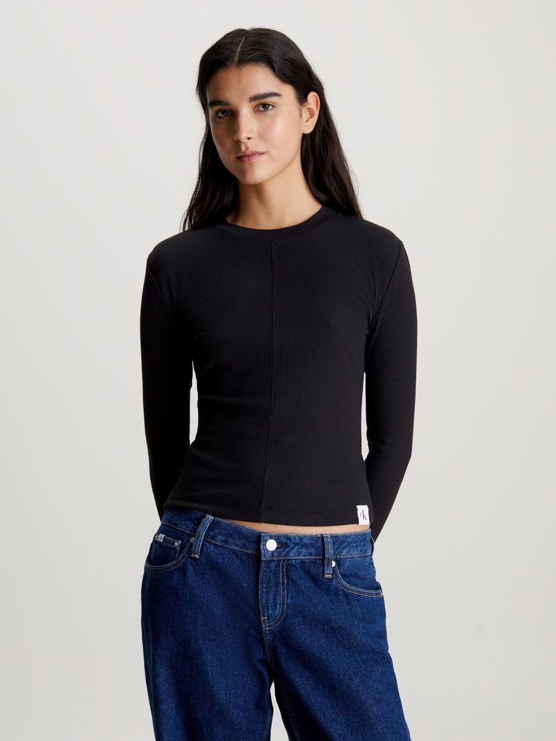 camiseta-negra-de-manga-larga-slim-de-canale