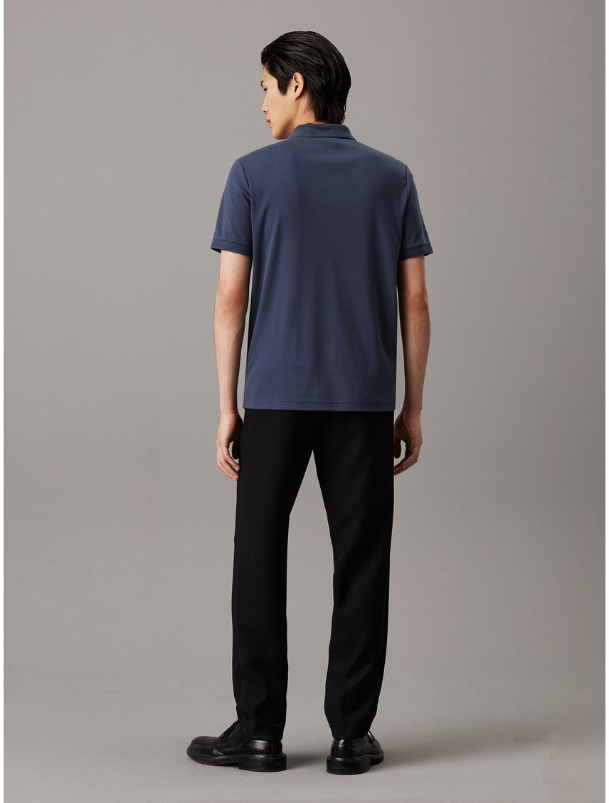Polo Azul Slim De Algodón Para Hombre