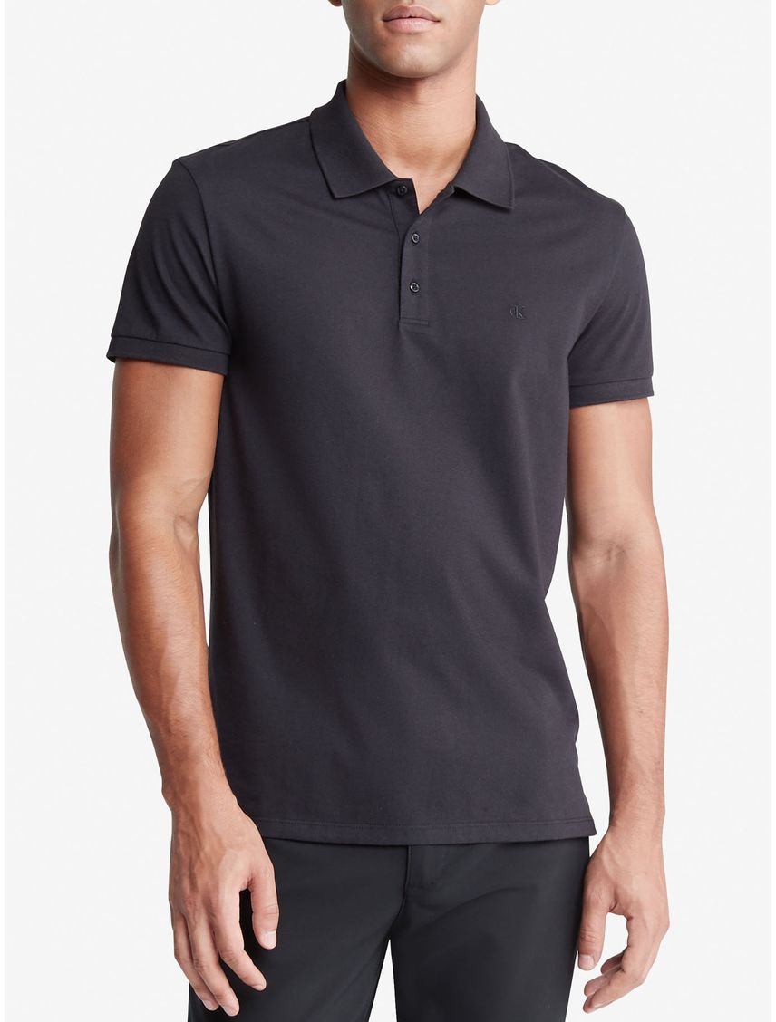Polo Negra Slim Solid Para Hombre