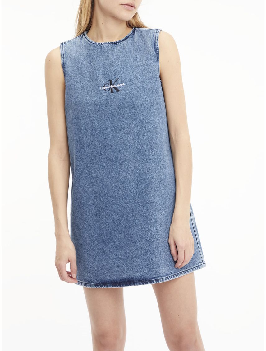 Vestido Azul De Jean Sin Mangas Para Mujer