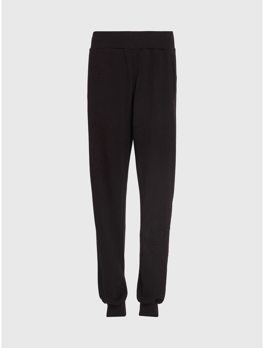 Pantalón Negro de Chándal Holgado Con Monograma Para Mujer