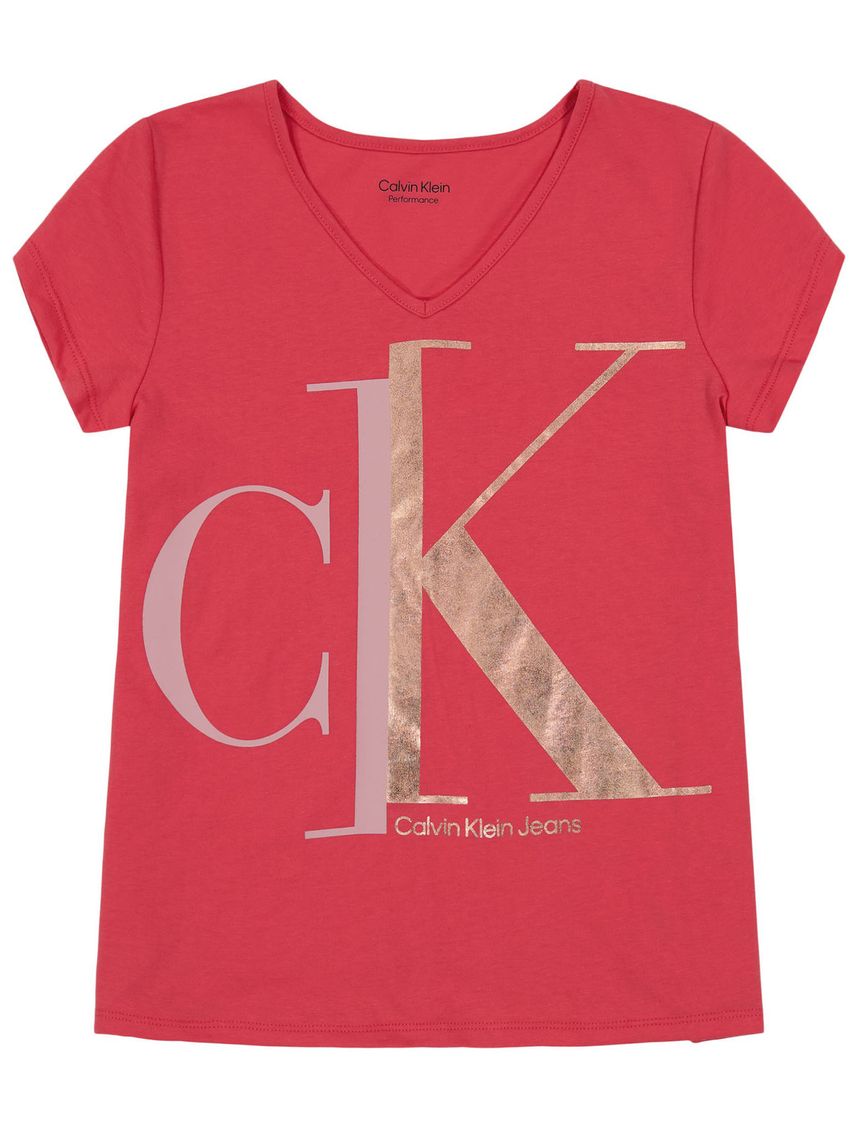 Camiseta Con Cuello V Rojo Para Niña