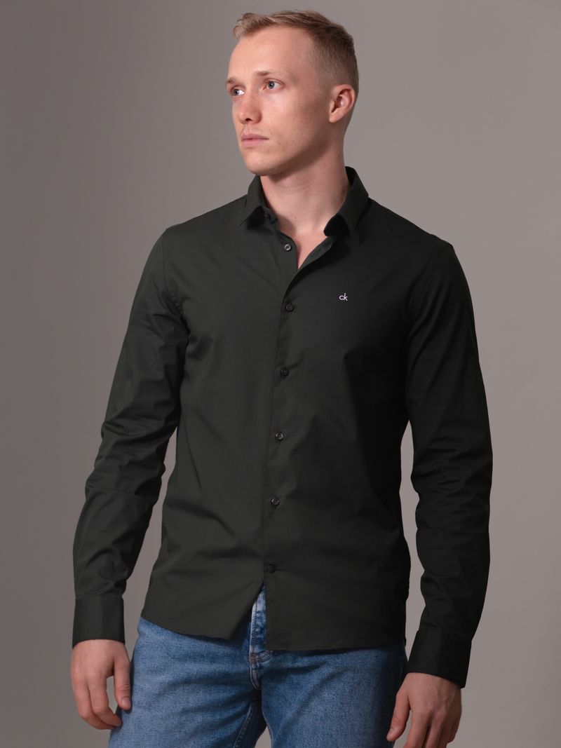 camisa-verde-slim-popelin-elastico