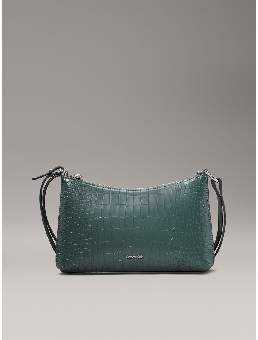 Bolso verde cruzado convertible de cuero de cocodrilo