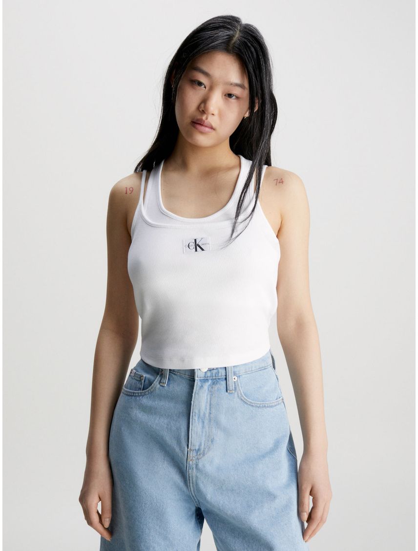 Camiseta Blanco De Tirantes Acanalada Dos Capas