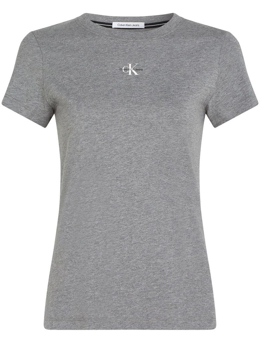 Camiseta Gris Slim Con Micro Monograma Para Mujer