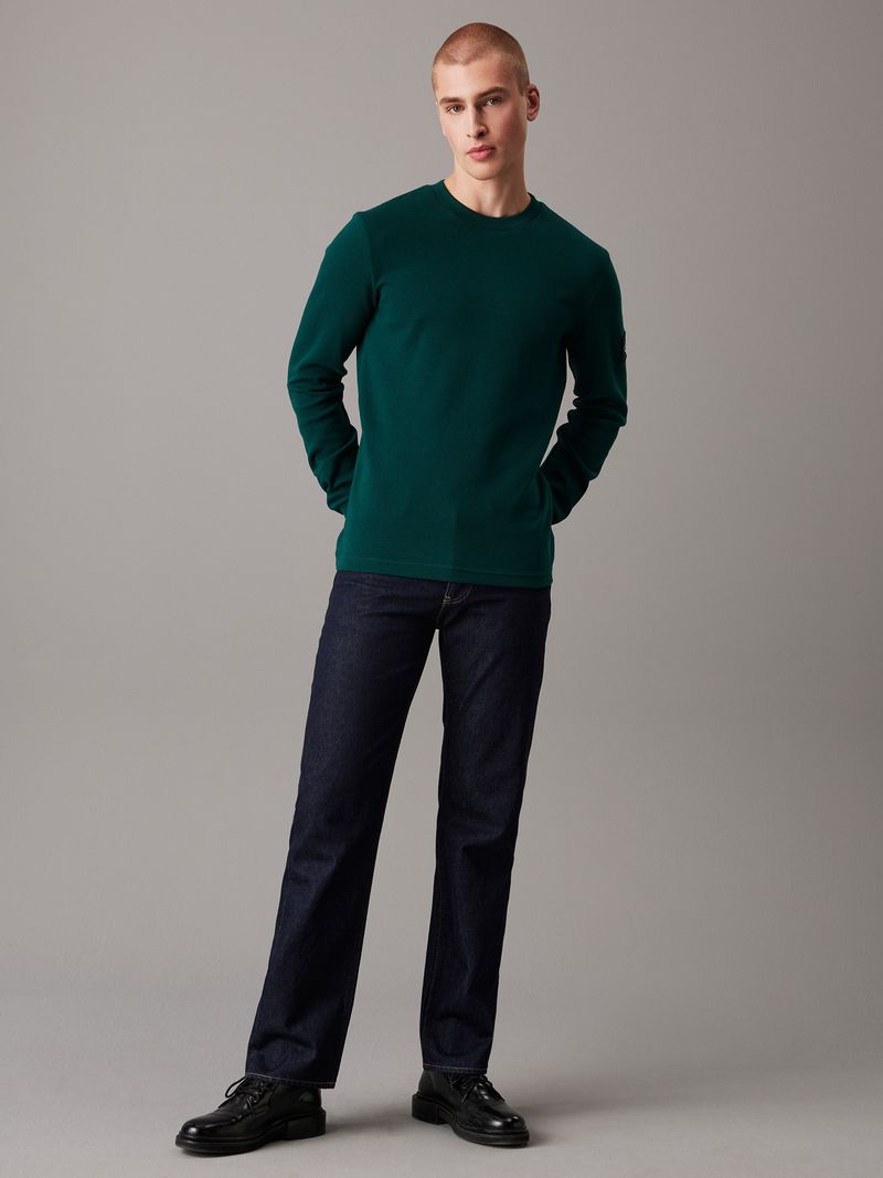 camiseta-verde-slim-manga-larga-punto-gofrado