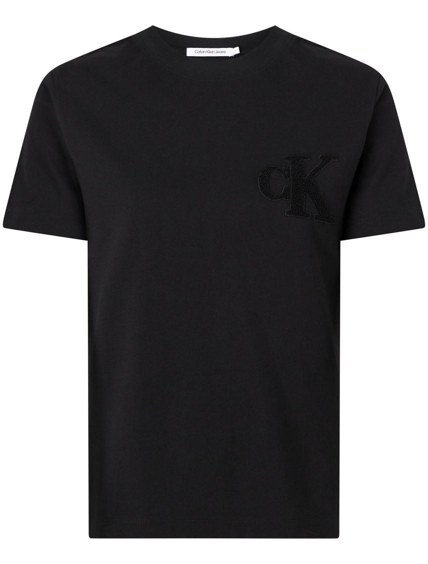 Camiseta Negro Con Cuello Redondo Y Logo