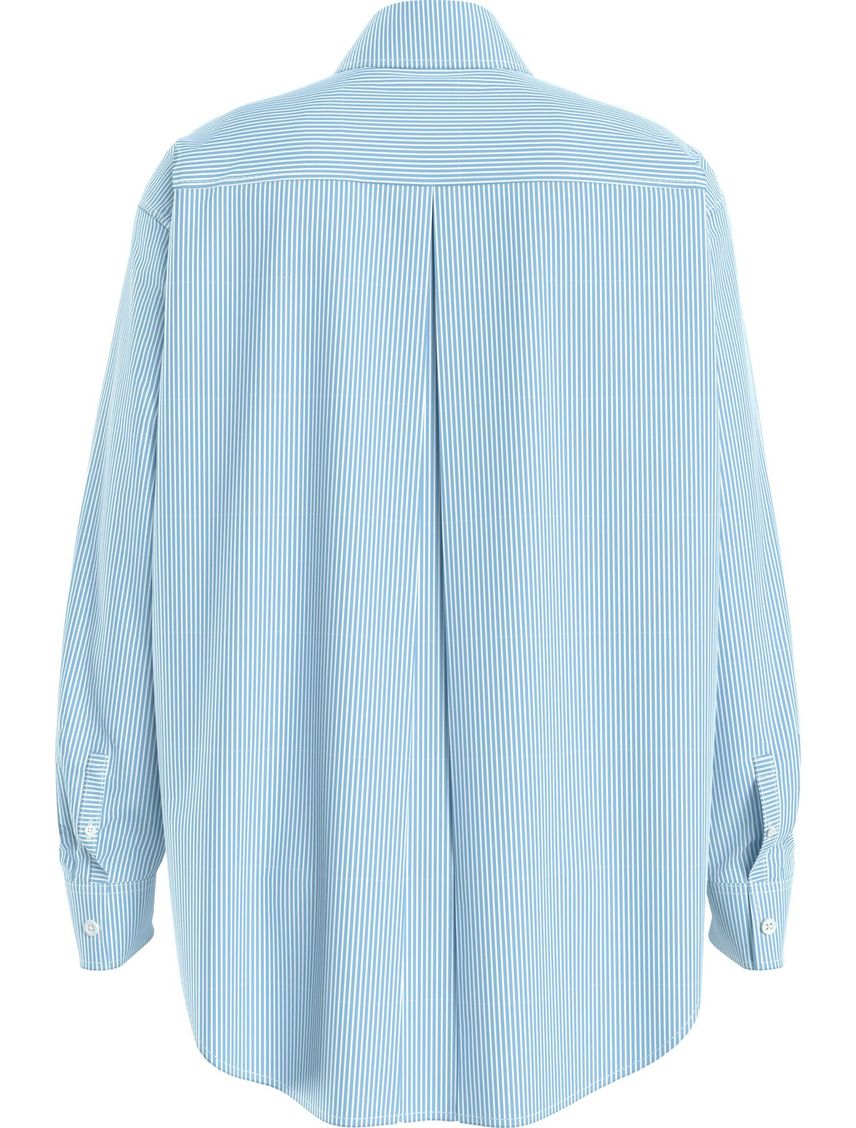 Camisa Azul relaxed De Rayas con bolsillo Para Mujer