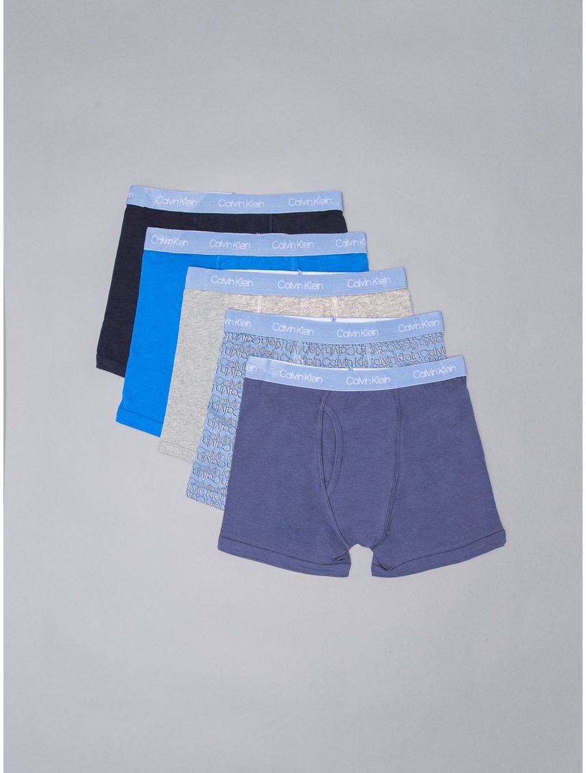 Pack azul de 5 bóxers de algodón elástico para niño
