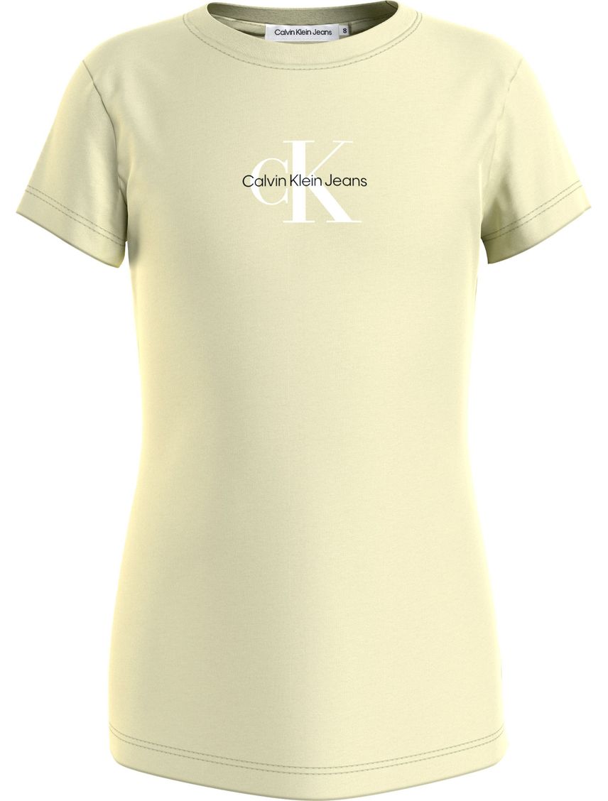 Camiseta verde slim con monograma para niña