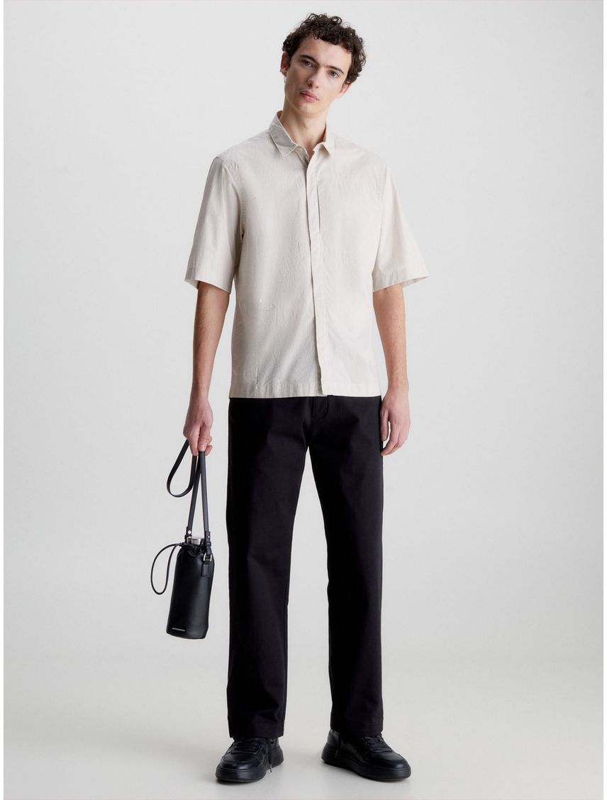 Camisa Manga Corta Beige Calvin Klein Hombre