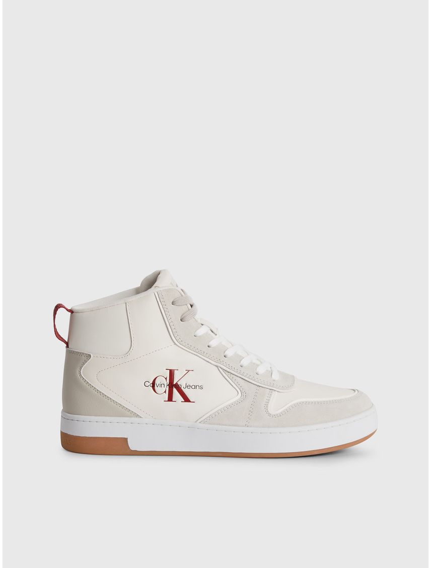 Tenis Beige Altos De Cuero Para Hombre