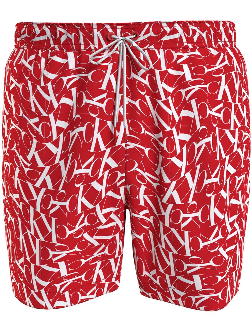Bermuda Rojo De Largo Medio Con Cordón - Ck Monogram