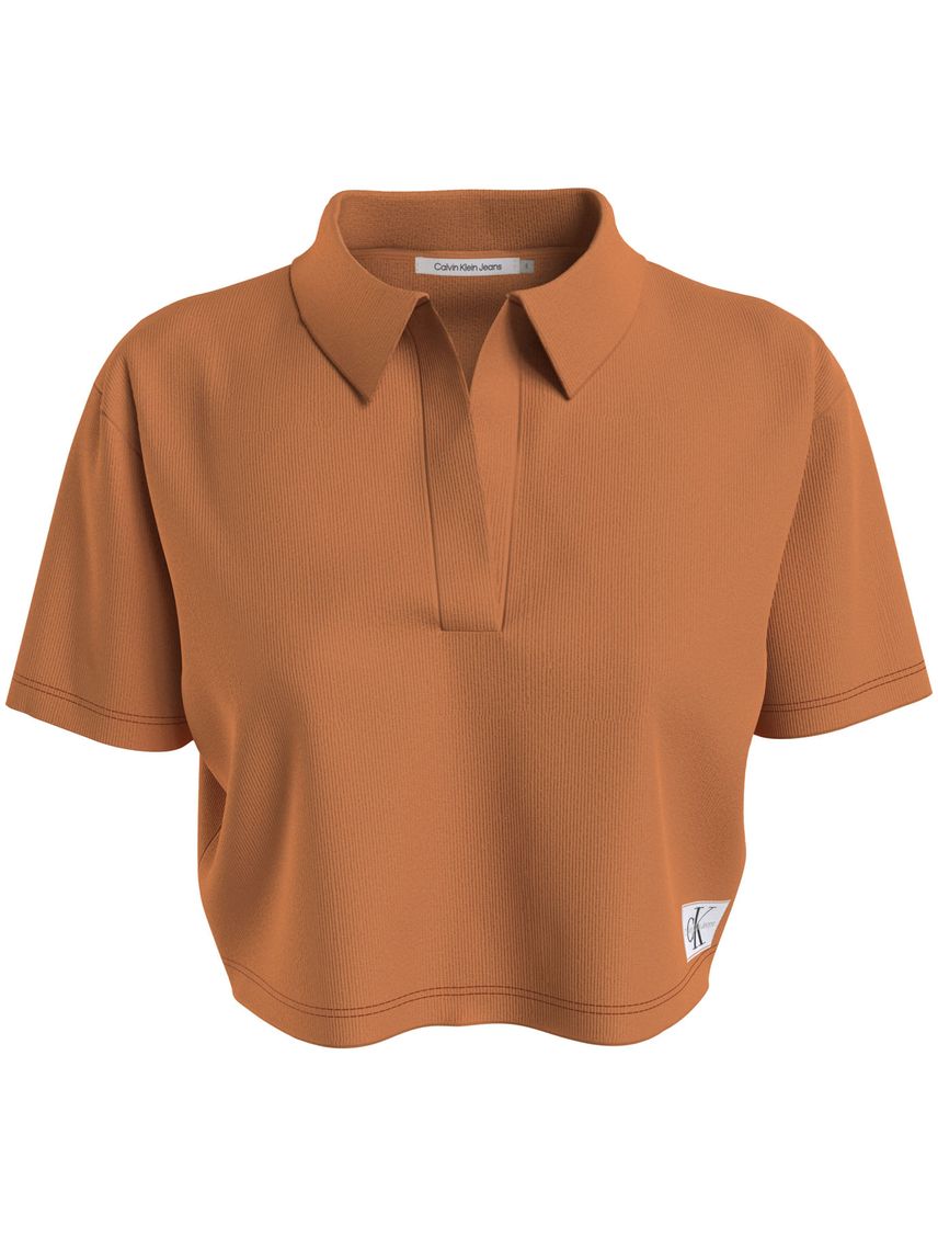 Camiseta Naranja Cropped Tipo Polo