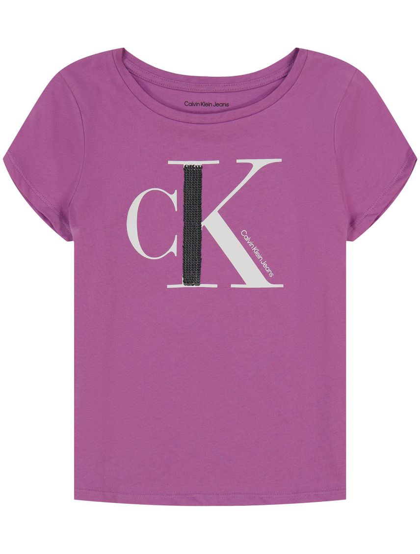 Camiseta Con Cuello Redondo Morado Para Niña
