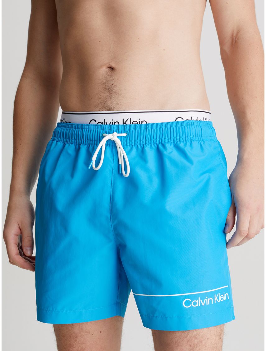 Bermuda De Baño Azul Corta Con Cinturilla Doble