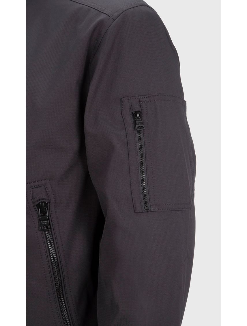 Chaqueta Gris Con Cierre Y Cuello Alto Para Hombre