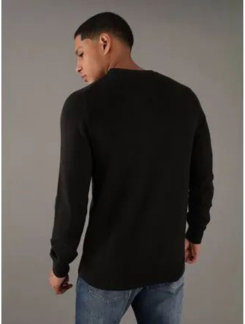 Saco negro tejido moderno con cuello redondo